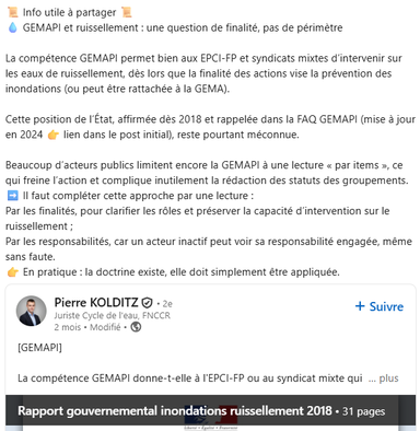 GEMAPI et ruissellement